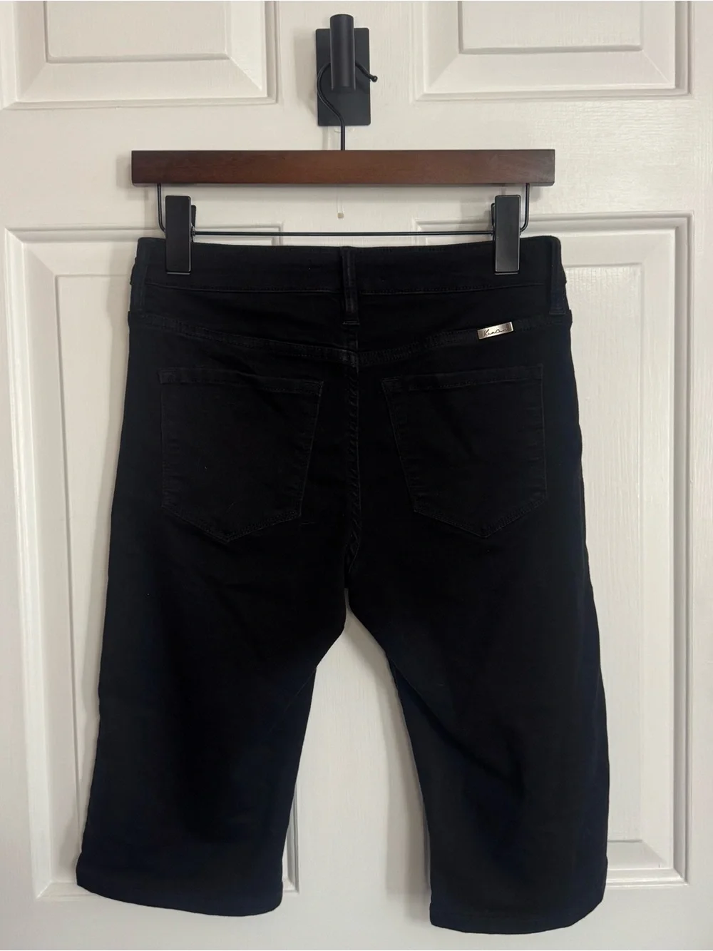 KanCan Black Bermuda Denim Shorts Boyfriend Fit Cuffed Stretch Jean Shorts
